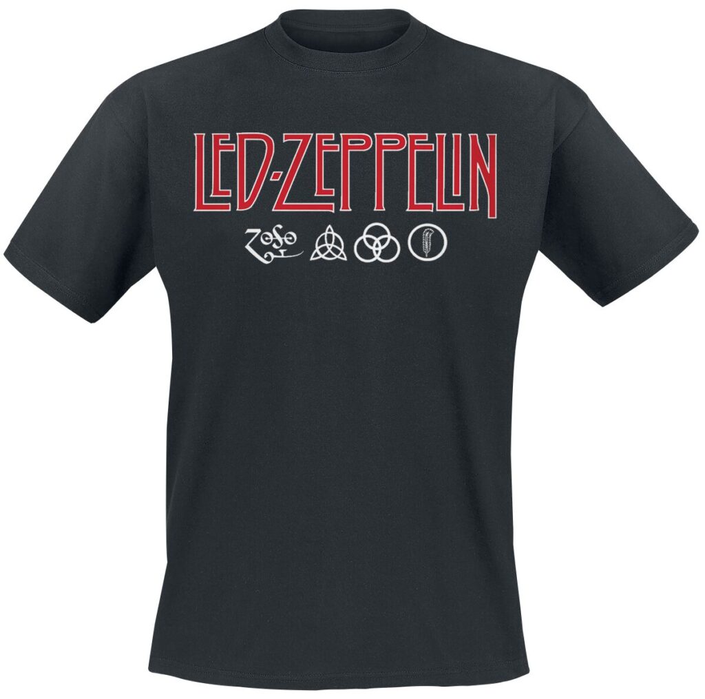 Led Zeppelin Logo & Symbols T-Shirt czarny
