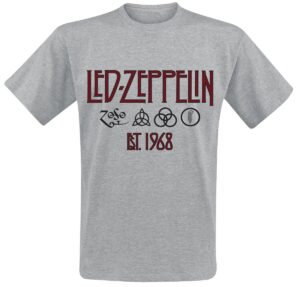 Led Zeppelin Symbols Est. 1968 T-Shirt odcienie szarego