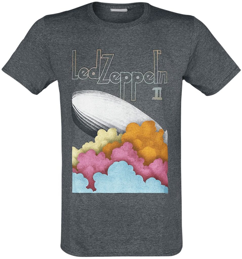 Led Zeppelin Blimp Clouds Dark T-Shirt odcienie szarego