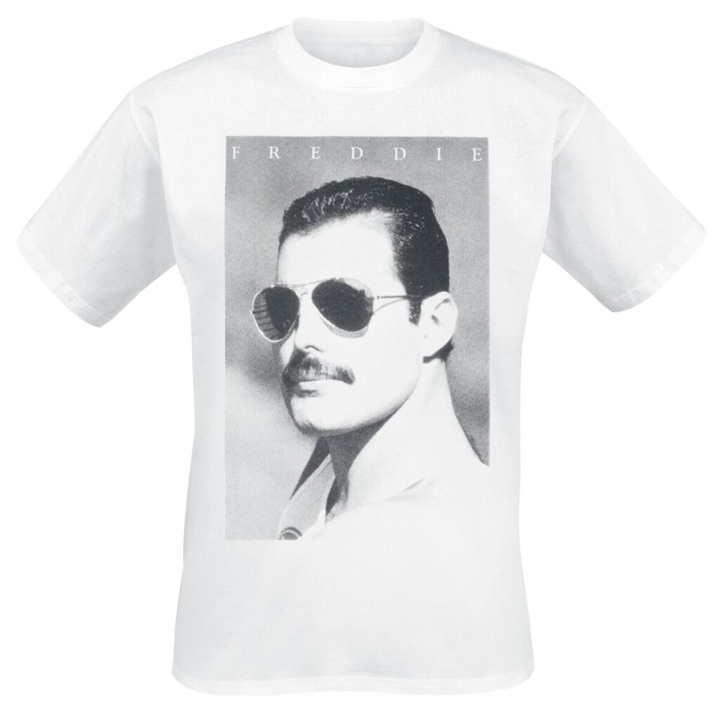 Queen Freddie Mercury - Sunglasses T-Shirt biały