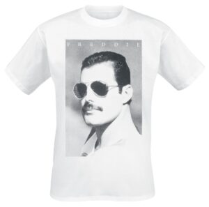 Queen Freddie Mercury – Sunglasses T-Shirt biały