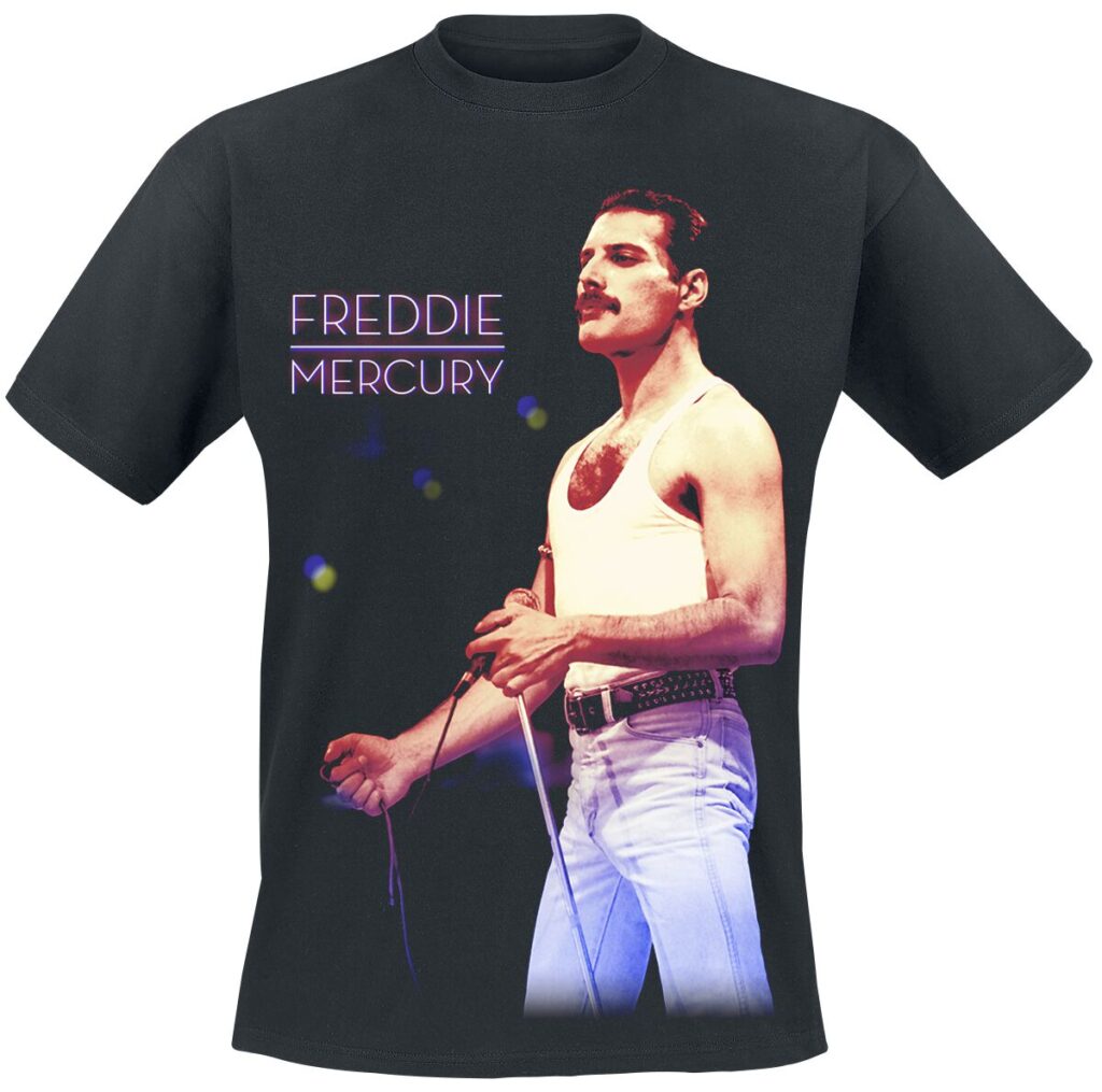 Queen Freddie Mercury - Mic Photo T-Shirt czarny
