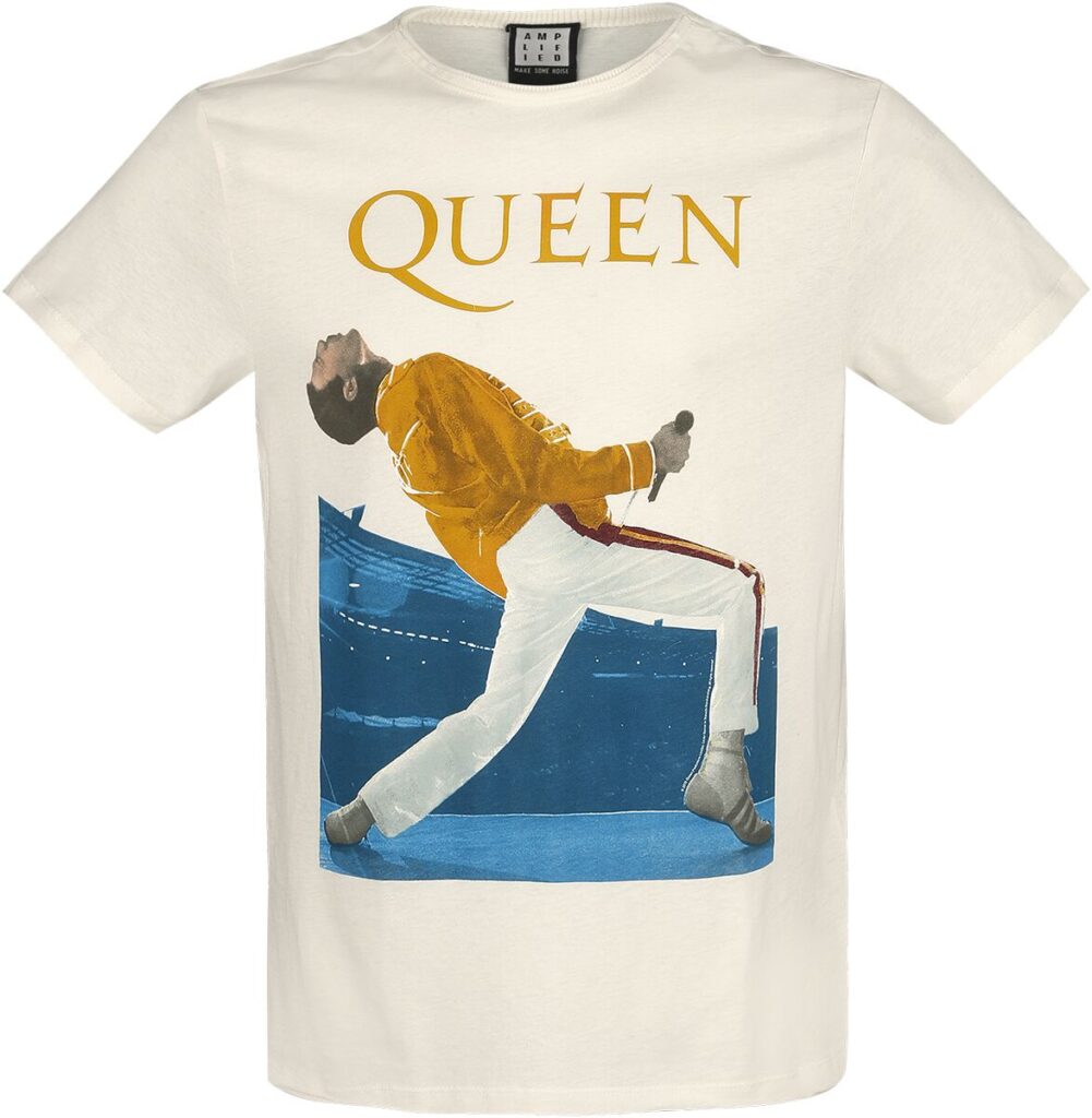 Queen Amplified Collection - Freddie Mercury Triangle T-Shirt biały (Old White)