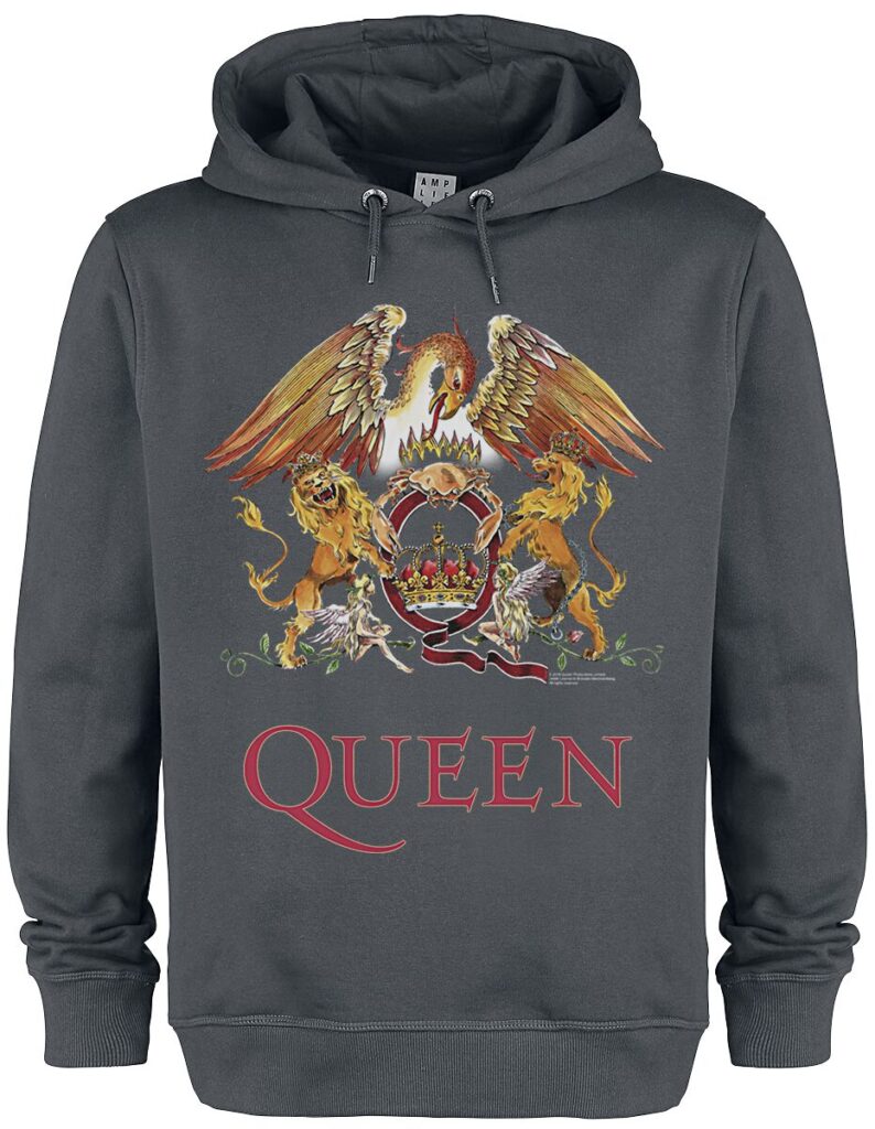 Queen Amplified Collection - Colour Crest Bluza z kapturem ciemnoszary