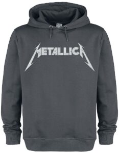 Metallica Amplified Collection – White Logo Bluza z kapturem ciemnoszary