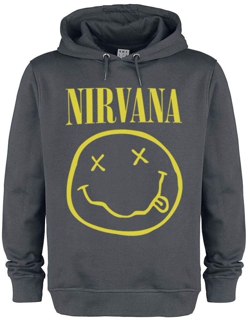 Nirvana Amplified Collection - Smiley Bluza z kapturem ciemnoszary